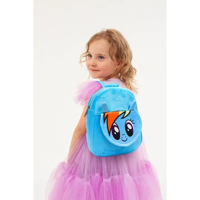 Рюкзак детский для девочки, плюшевый на молнии, с карманом, 19 х 22 см  Рюкзак детский для девочки, плюшевый на молнии, с карманом, 19 х 22 см "Радуга Дэш", My little Pony