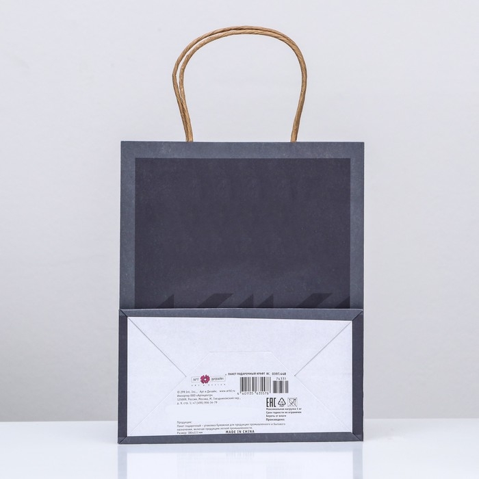 Пакет подарочный "Черная абстракция", 18 х 22,3 х 10 см
