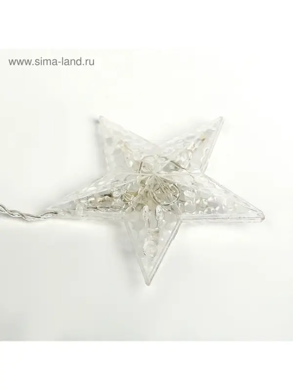 Гирлянда &laquo;Бахрома&raquo; 2.4&times;0.9 м с насадками &laquo;Звёзды&raquo;, IP20, прозрачная нить, 138 LED, свечение тёплое белое, 8 режимов, 220 В