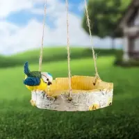 Садовая фигура из гипса &laquo;Кормушка с птичкой&raquo;, подвесная, 17&times;17&times;8 см