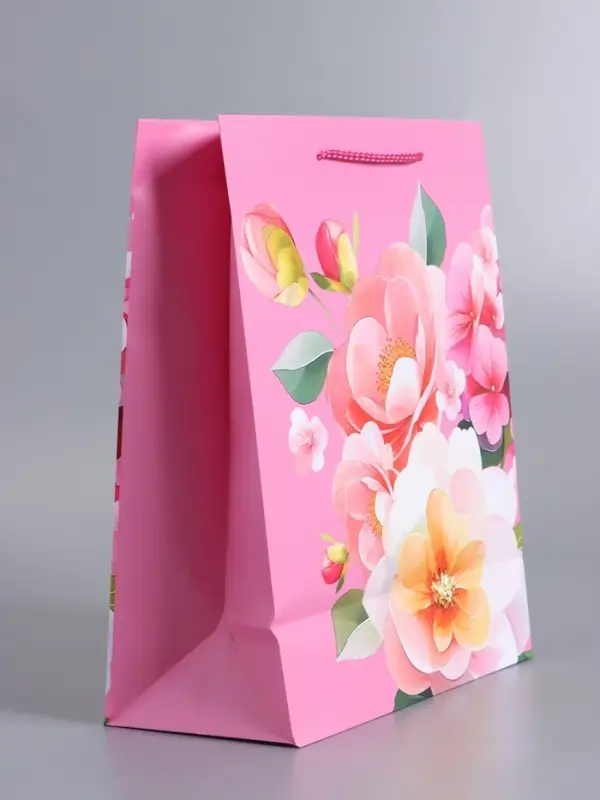 Пакет подарочный ламинированный "счастья и радости" 26 х 12 х 32 см