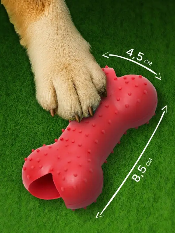 Жевательная игрушка для собак &laquo;Кость малая&raquo;, 8.5 см, TPR, красная