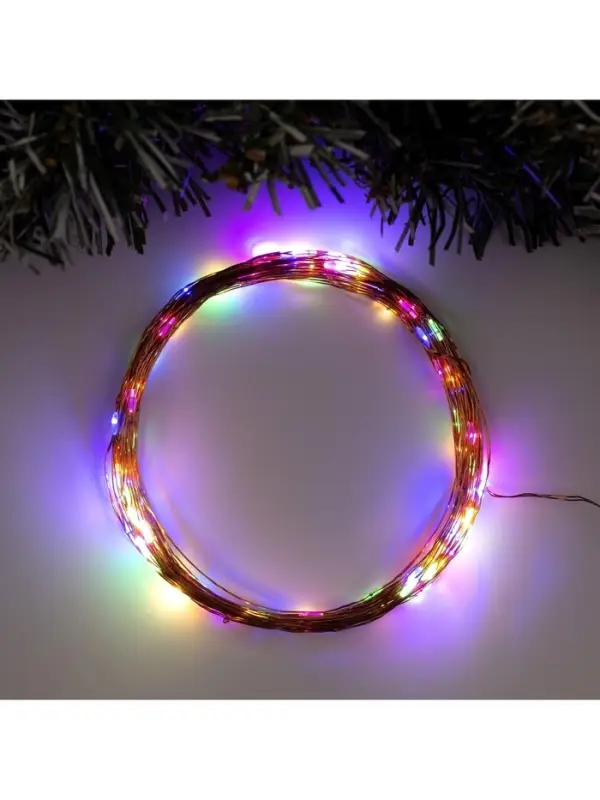 Гирлянда &laquo;Нить&raquo; 10 м, роса, IP20, медная нить, 100 LED, свечение мульти, 12 В