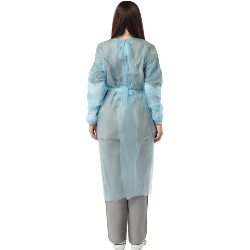 Халат н/с , на завязк, рук.манж, дл.140см, XL, пл 25, голуб, 10 шт/уп