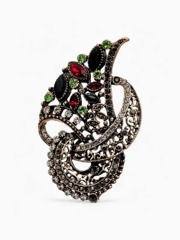 Брошь &laquo;1000 и 1 ночь&raquo;, водоворот, цветная в чернёном золоте