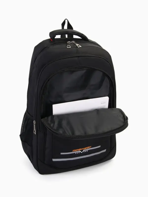 Рюкзак молодёжный, со светоотражающей полосой, 2 отдела, 4 кармана, 37&times;17&times;54 см, чёрный