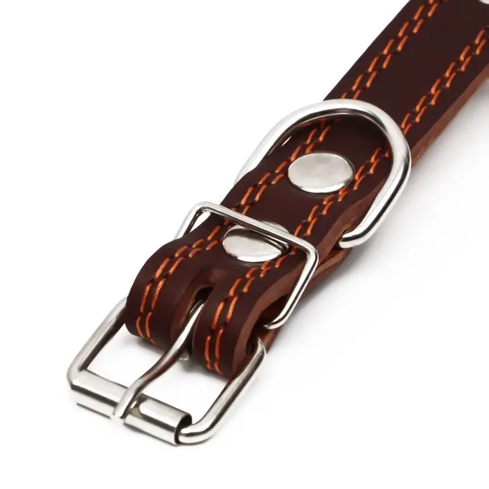 Ошейник &laquo;Строгий шип&raquo;, 56&times;2.5 см, ОШ 35-45 см, кожа, коричневый