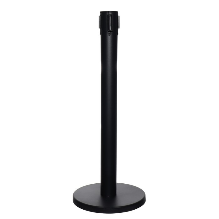 Стойка ограждения черная, с вытяжной лентой-280см желтая, черная, высота-90см, d- 6см, напольный d-32см