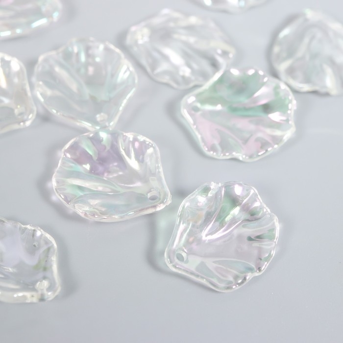 Бусины для творчества пластик Бусины для творчества пластик "Лепесток" набор 20 шт прозрачный перламутр 1,7х1,5 см