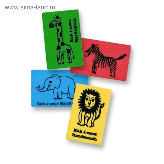 Ластик для чернографитных карандашей Koh-I-Noor 6200/6 Ластик для чернографитных карандашей Koh-I-Noor 6200/6 "Африка", МИКС, 48 штук