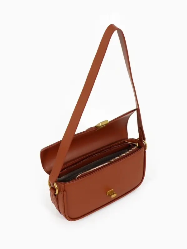 Сумка женская багет TEXTURA на молнии, 21&times;6&times;11 см, коричневая