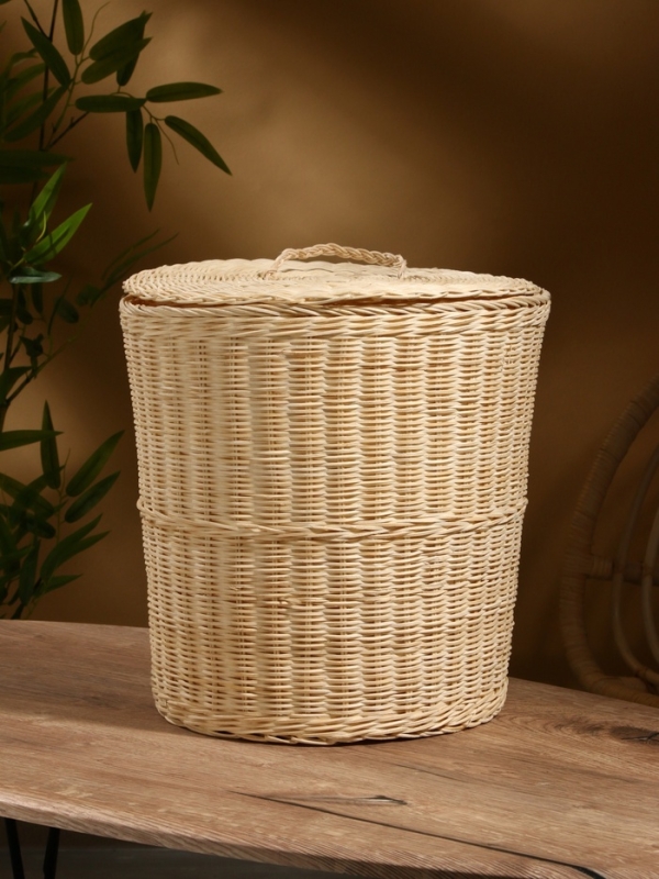 Корзина для белья с крышкой, 35х35х40 см, ротанг