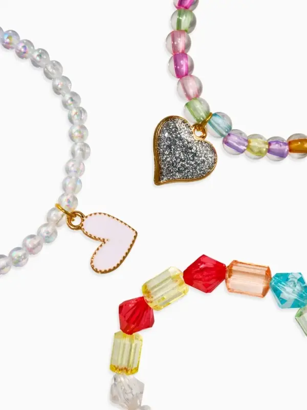 Браслет детский «Выбражулька», 3 шт. набор, сердца, бусины, цветной Браслет детский «Выбражулька», 3 шт. набор, сердца, бусины, цветной