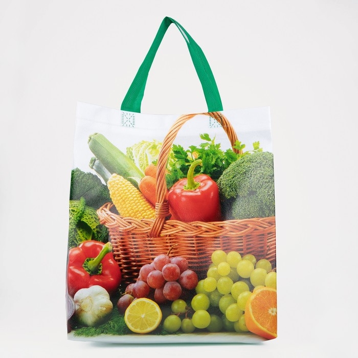 Сумка хозяйственная без застёжки, цвет зелёный/разноцветный Сумка хозяйственная без застёжки, цвет зелёный/разноцветный