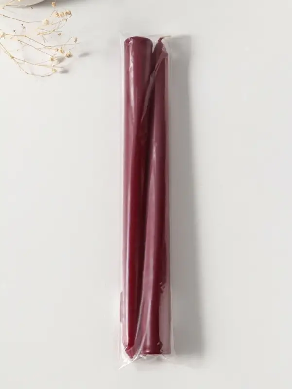 Набор свечей античных 25 см, 2 шт., 58 г, 7 ч, бордовый