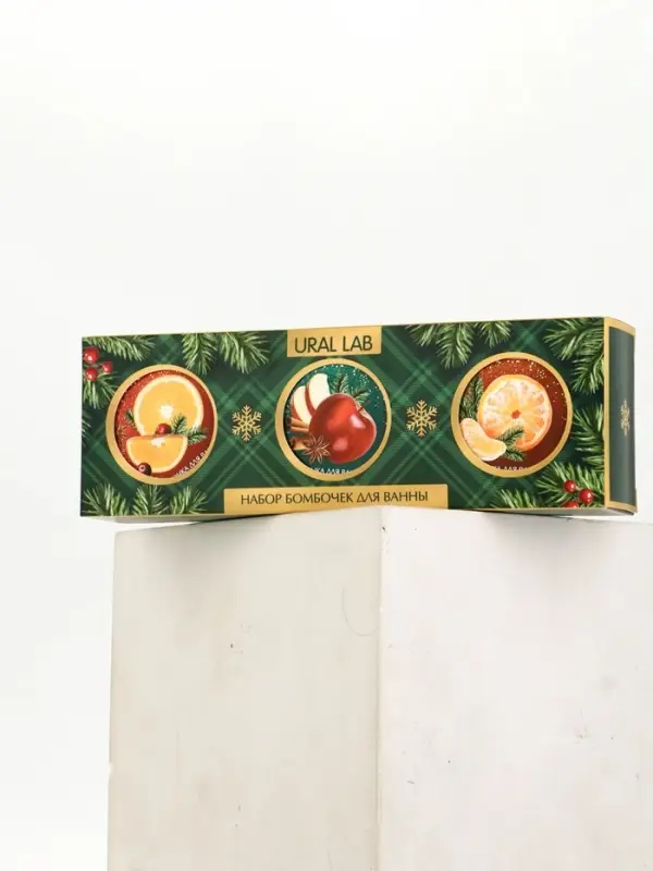 Набор бомбочек для ванны, аромат: мандарин, яблоко, апельсин, 3×100 г, Ural Lab
