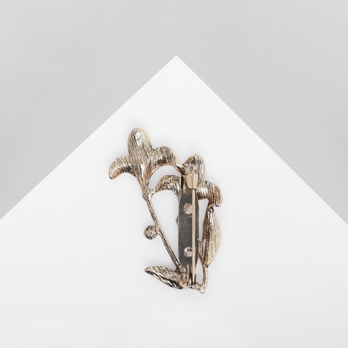Брошь «Цветы» пара, цвет белый в чернёном золоте Брошь «Цветы» пара, цвет белый в чернёном золоте