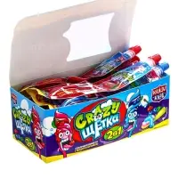 Сахарная конфета и жидкая карамель &laquo;Crazy щетка 2 в 1&raquo; 12 г&times;30 шт.*12 блоков