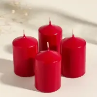 Набор: свеча - цилиндр &laquo;Интерьерный&raquo;, 4 шт., 6&times;4 см, 10 ч, бордовый