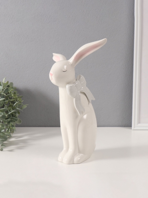 Сувенир керамика Сувенир керамика "Белый зайка с большим бантом" 10,5х19,5х29,5 см