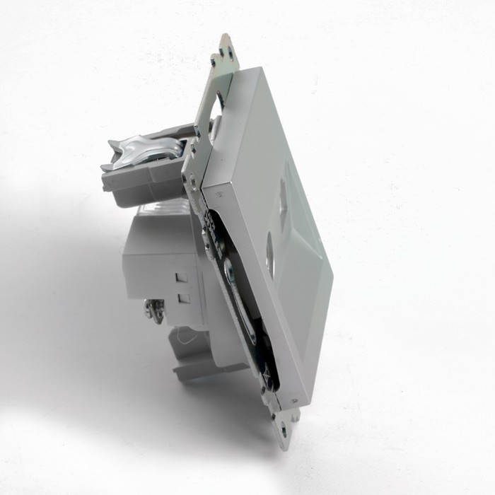 Розетка TV + компьютерная RJ-45 (механизм), STEKKER серия Катрин, серебро, GLS00-7106-03 Розетка TV + компьютерная RJ-45 (механизм), STEKKER серия Катрин, серебро, GLS00-7106-03