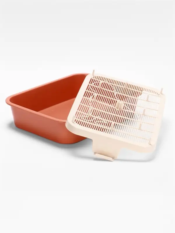 Туалет для кошек &laquo;Мур-мяу&raquo;, 33&times;25&times;7 см, с сеткой, пластик, цвет коралловый