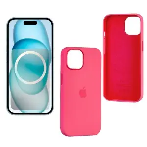 Чехол для iPhone 15 Silicone Case 100% ORG (MagSafe + анимация NFC) c LOGO Pink