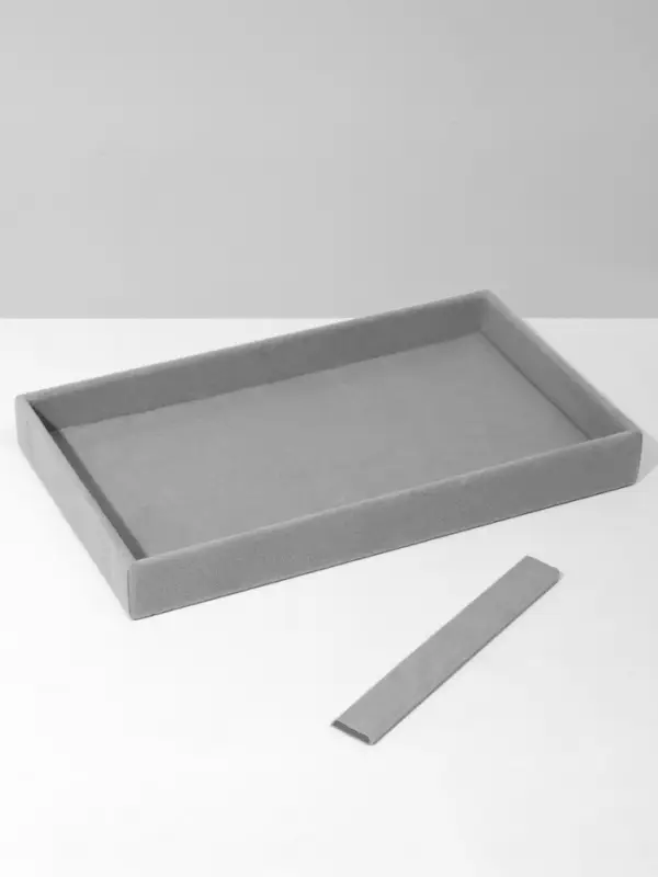 Подставка для украшений QF, 2 места, флок, 21&times;12.5&times;2.5 см, серая