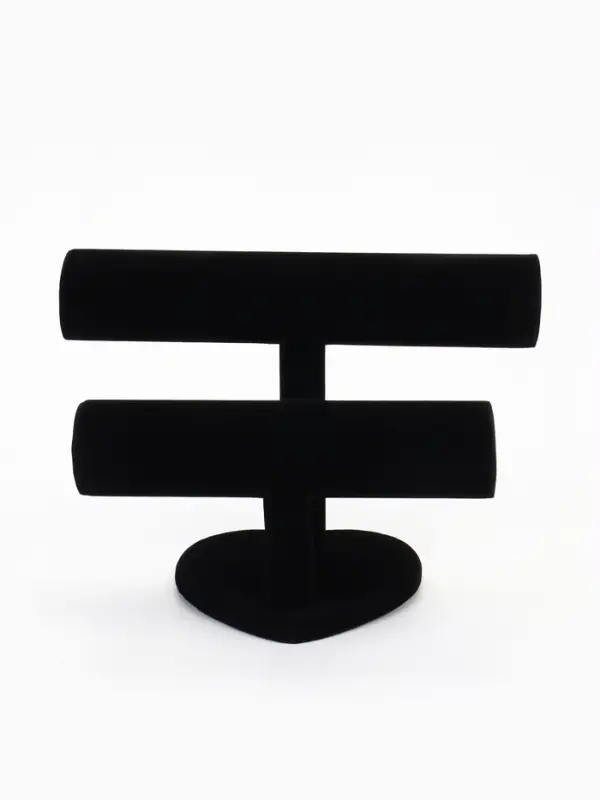 Подставка для часов, браслетов &laquo;QF. Флок&raquo;, двухуровневая, сердце, 26&times;11&times;18 см, d=5 см, чёрная