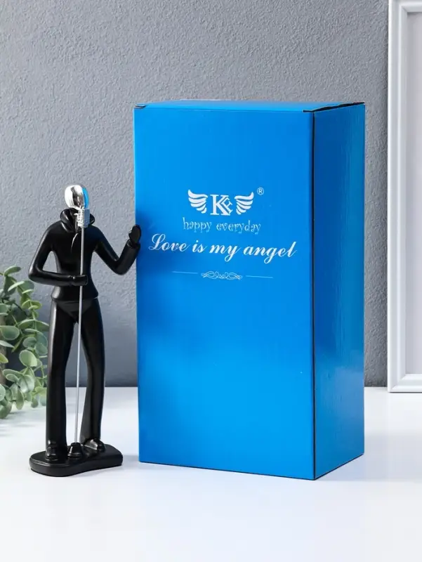 Сувенир полистоун "Вокалист" чёрный с серебром 6,5х10х26,5 см