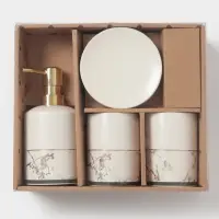 Набор аксессуаров для ванной комнаты &laquo;Афродита&raquo;, 4 предмета, дозатор 380 мл, мыльница, 2 стакана, белый