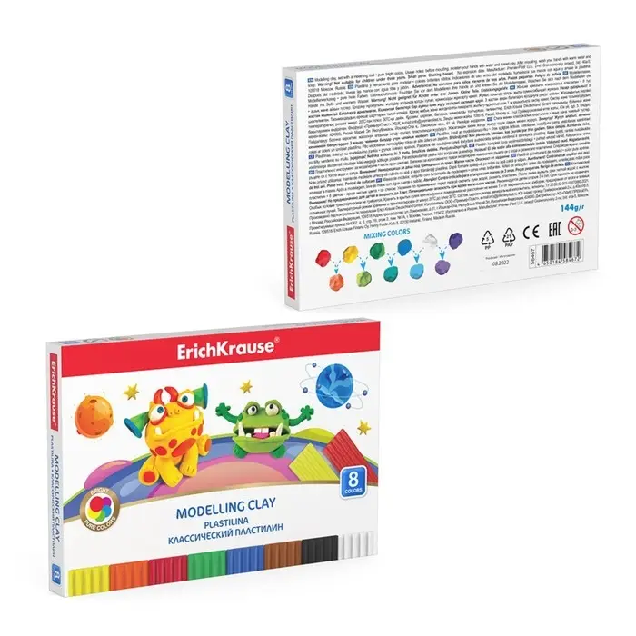 Пластилин 8 цветов 144г ErichKrause Cosmic Monsters, со стеком Пластилин 8 цветов 144г ErichKrause Cosmic Monsters, со стеком