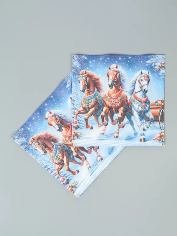 Салфетки бумажные трёхслойные «Зимняя тройка», 33х33, 20 шт