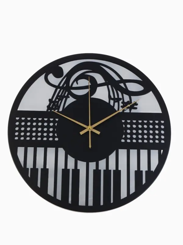 Часы настенные интерьерные &laquo;Пианино&raquo;, бесшумные, плавный ход, d=40 см, металл, зеркало