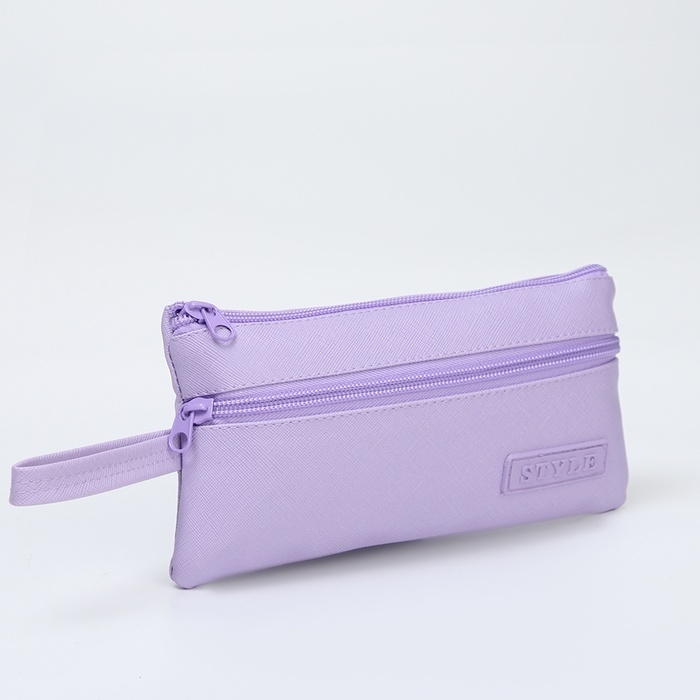 Косметичка-пенал на молнии, наружный карман, цвет сиреневый