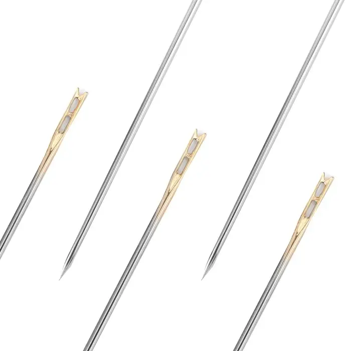 Иглы швейные, d=0.9 мм, 3.6 - 4.2 см, с золотым ушком, самовдеваемые, 12 шт. Иглы швейные, d=0.9 мм, 3.6 - 4.2 см, с золотым ушком, самовдеваемые, 12 шт.