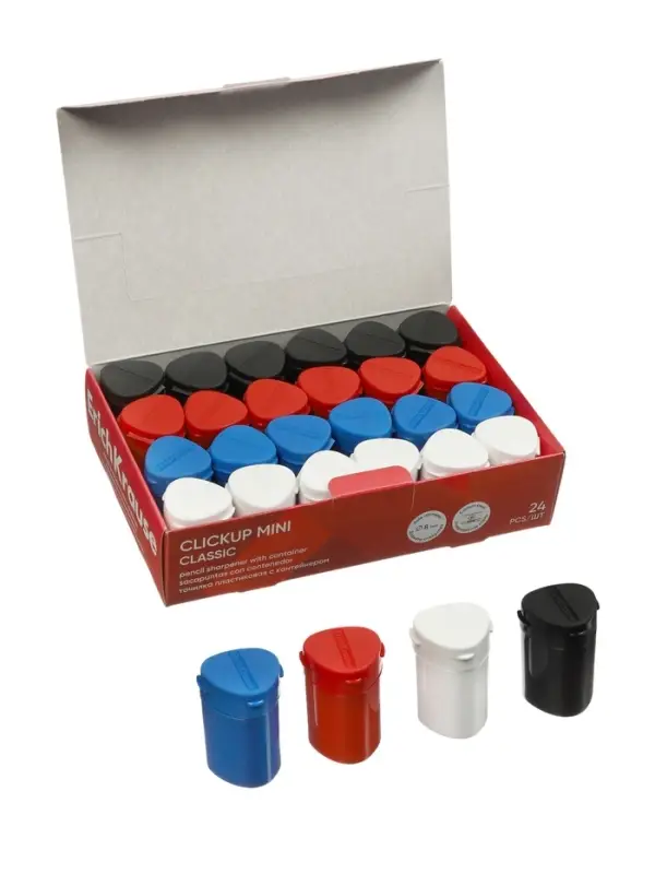 Точилка ErichKrause ClickUp Mini Classic, 1 отверстие, с контейнером, МИКС