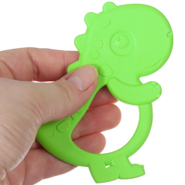 Прорезыватель силиконовый «Дино», цвет зеленый, ТЭП, КНОПА Прорезыватель силиконовый «Дино», цвет зеленый, ТЭП, КНОПА