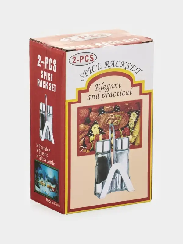 Набор для специй Доляна &laquo;Эксклюзив&raquo;, 40 мл, 2 предмета: солонка, перечница, салфетница - подставка, стекло, пластик, прозрачный