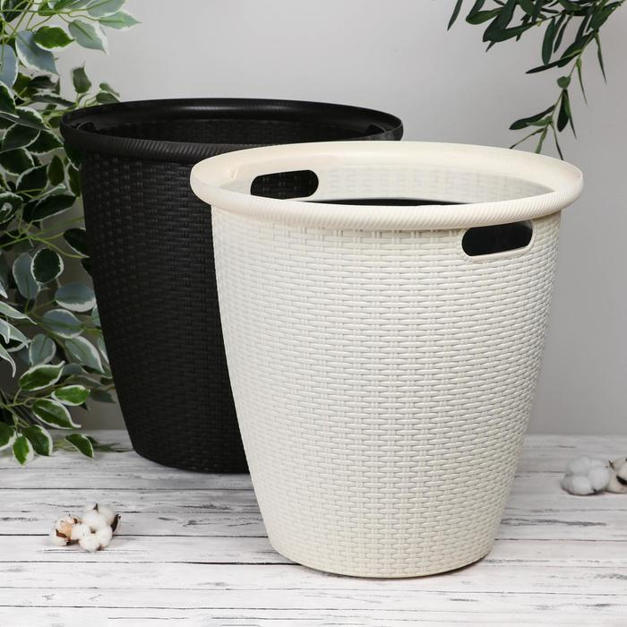 Кашпо для цветов со вставкой Rattan, 50 л (27 л), цвет МИКС Кашпо для цветов со вставкой Rattan, 50 л (27 л), цвет МИКС