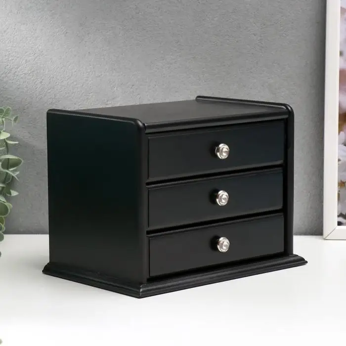 Шкатулка для украшений &laquo;Комод с 2 ящиками&raquo;, дерево, чёрный, 21.5&times;14.5&times;16 см