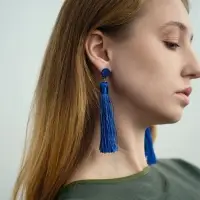 Серьги &laquo;Кисти&raquo;, гармония, синие, L, кистей, 10.5 см