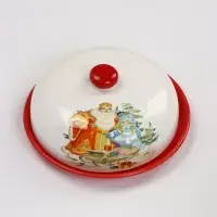 Блинница новогодняя Доляна &laquo;Дед мороз и снегурочка&raquo;, 23.5&times;23.5&times;9.7 см, доломит, белая, красная