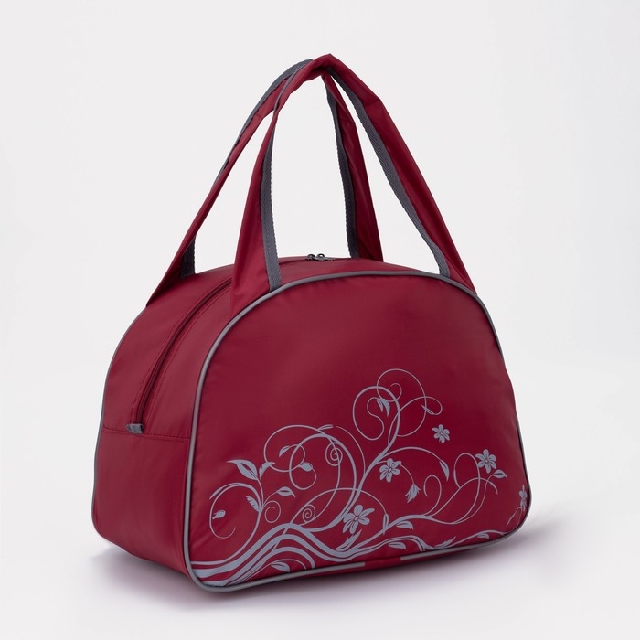 Сумка спортивная женская на молнии, средний размер, цвет бордовый/серый