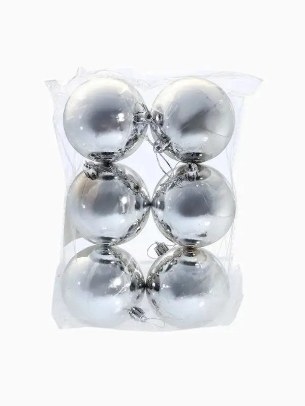 Ёлочные игрушки &laquo;Винтажный глянец&raquo;, шары новогодние, набор 6 шт., d=8 см, серебристый
