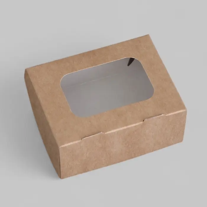 Коробка складная, с окном, крафтовая, 9×7×4 см