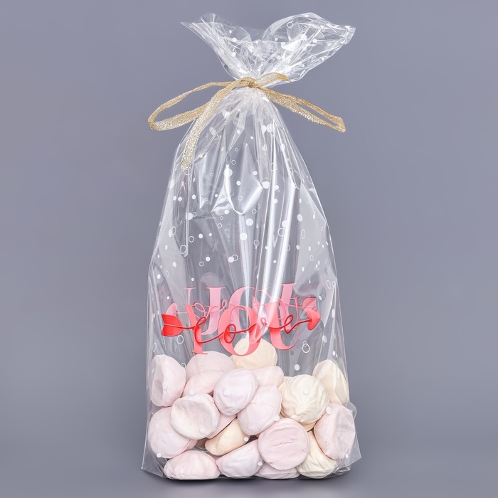 Пакет фасовочный БОПП, с донной складкой, Пакет фасовочный БОПП, с донной складкой, "Я люблю тебя" 20*35 см набор 50 шт