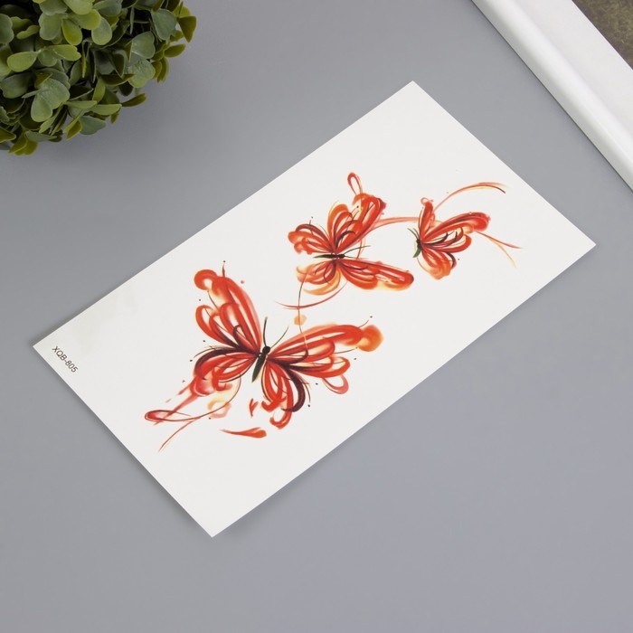 Татуировка на тело цветная  Татуировка на тело цветная "Бабочка акварельные мазки" 11,4х21 см