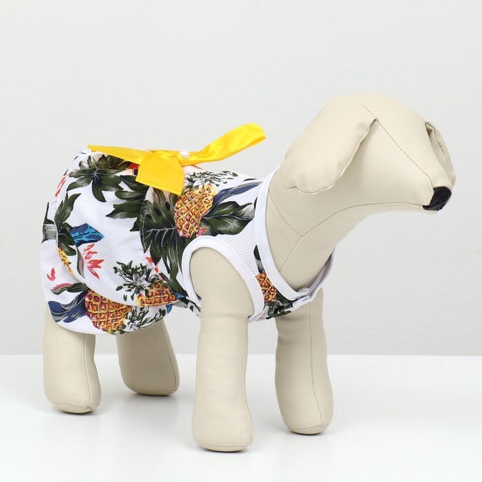 Платье для животных Тропики, S (ДС 25, ОГ 35 см), белое