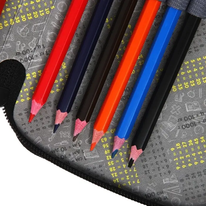 Пенал 2 секции, 125 х 205 мм, с наполнением 23 предмета, Calligrata Пенал 2 секции, 125 х 205 мм, с наполнением 23 предмета, Calligrata "Пиксели" ламинированный картон, 30П26/2/set